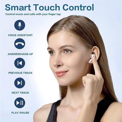 Wireless Earbuds Bluetooth 5.3 Headphones, HiFi Stereo Ear Buds with ENC Noise Canceling Charging Case
