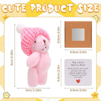 4 Pcs Handmade Little Pocket Bear Set,Anxiety Relief Plush Bear Hug, Thanksgiving Christmas New Year Birthday Gifts