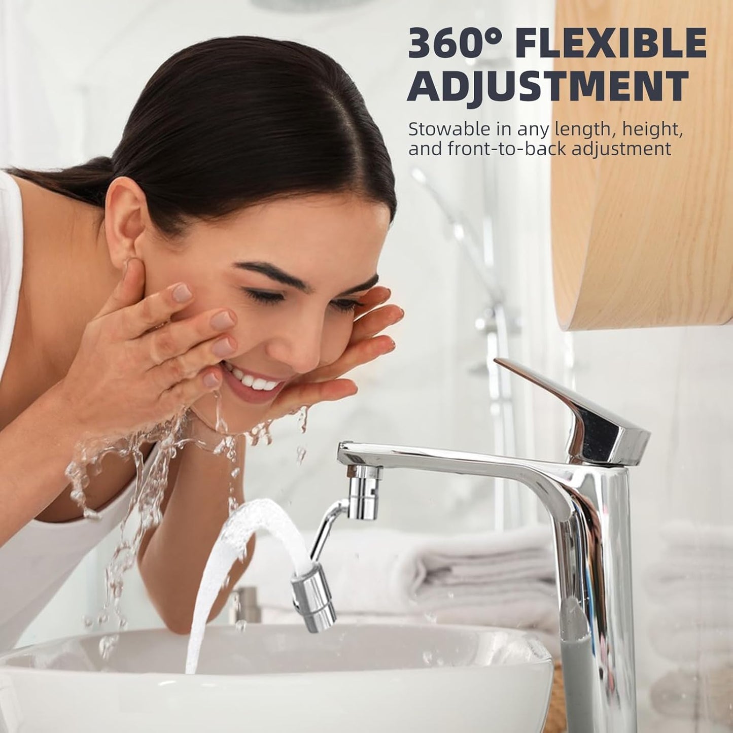 Universal Sink Faucet 1440° Rotatable Faucet Aerator Extension