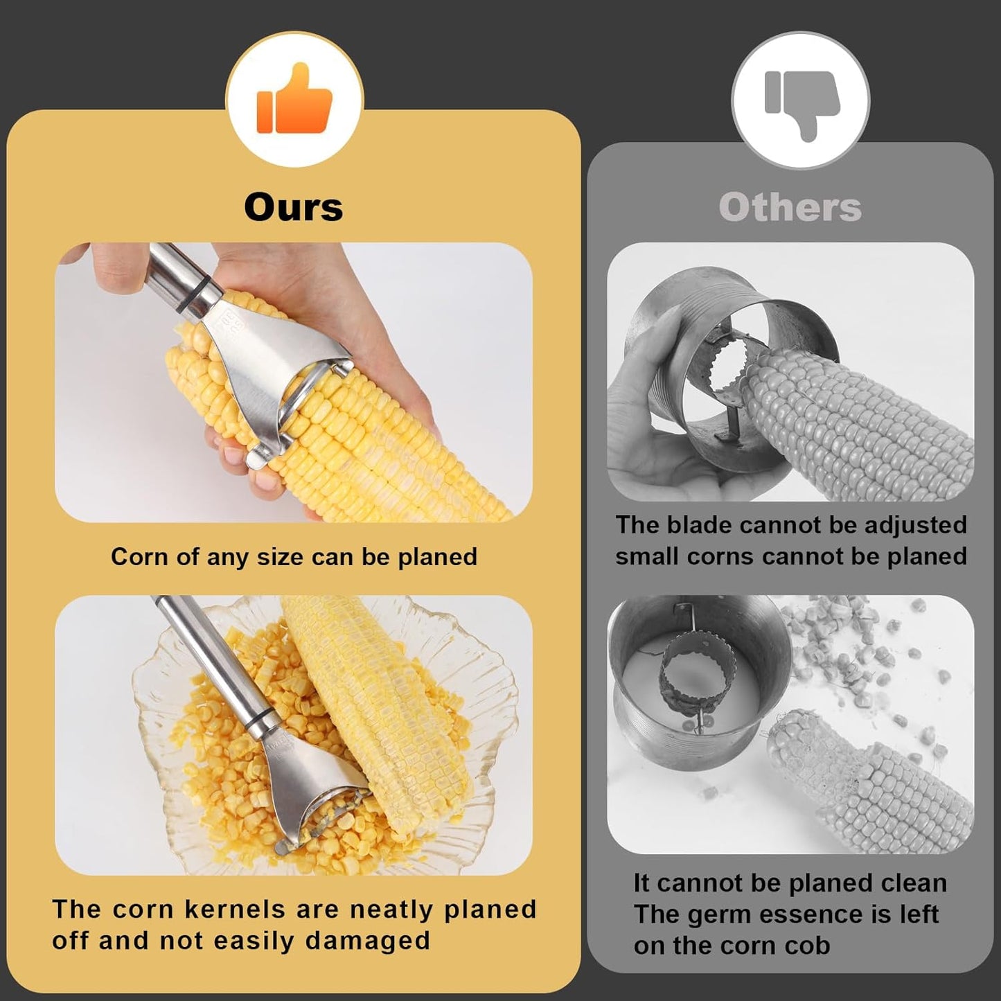 2 PCS Corn Peeler, Stainless Steel Corn Stripper Tool