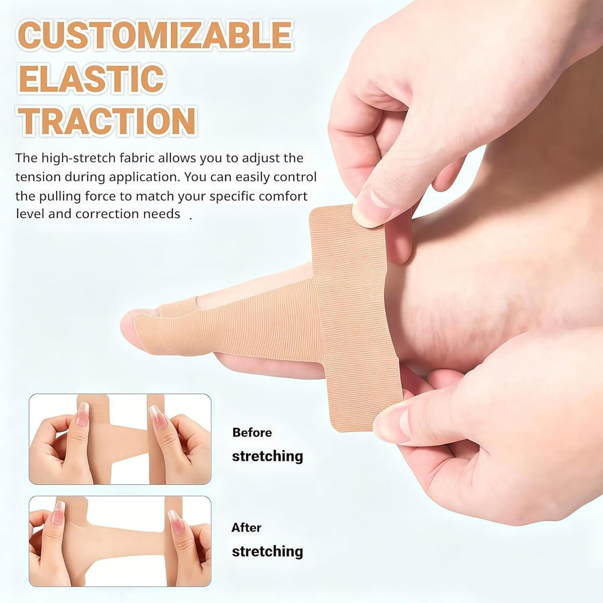 20Pcs Pre-Cut Bunion Support Tape, Elastic Breathable Latex-Free Kinesiology Tape