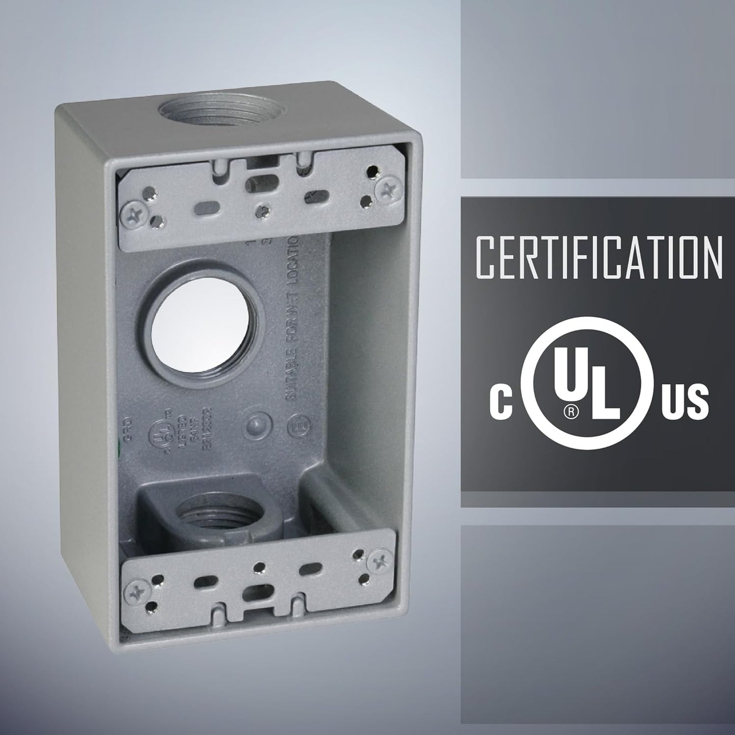 Weatherproof Outlet Box with Three 3/4-in Threaded Outlets with Instructions