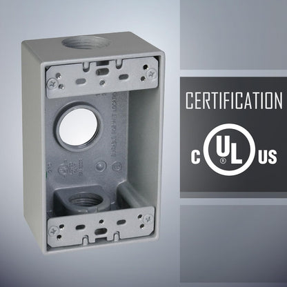 Weatherproof Outlet Box with Three 3/4-in Threaded Outlets with Instructions