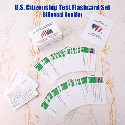 US Citizenship Flash Cards 2026, Bilingual English/Spanish 128 Civics Questions and Answers Test Flashcards