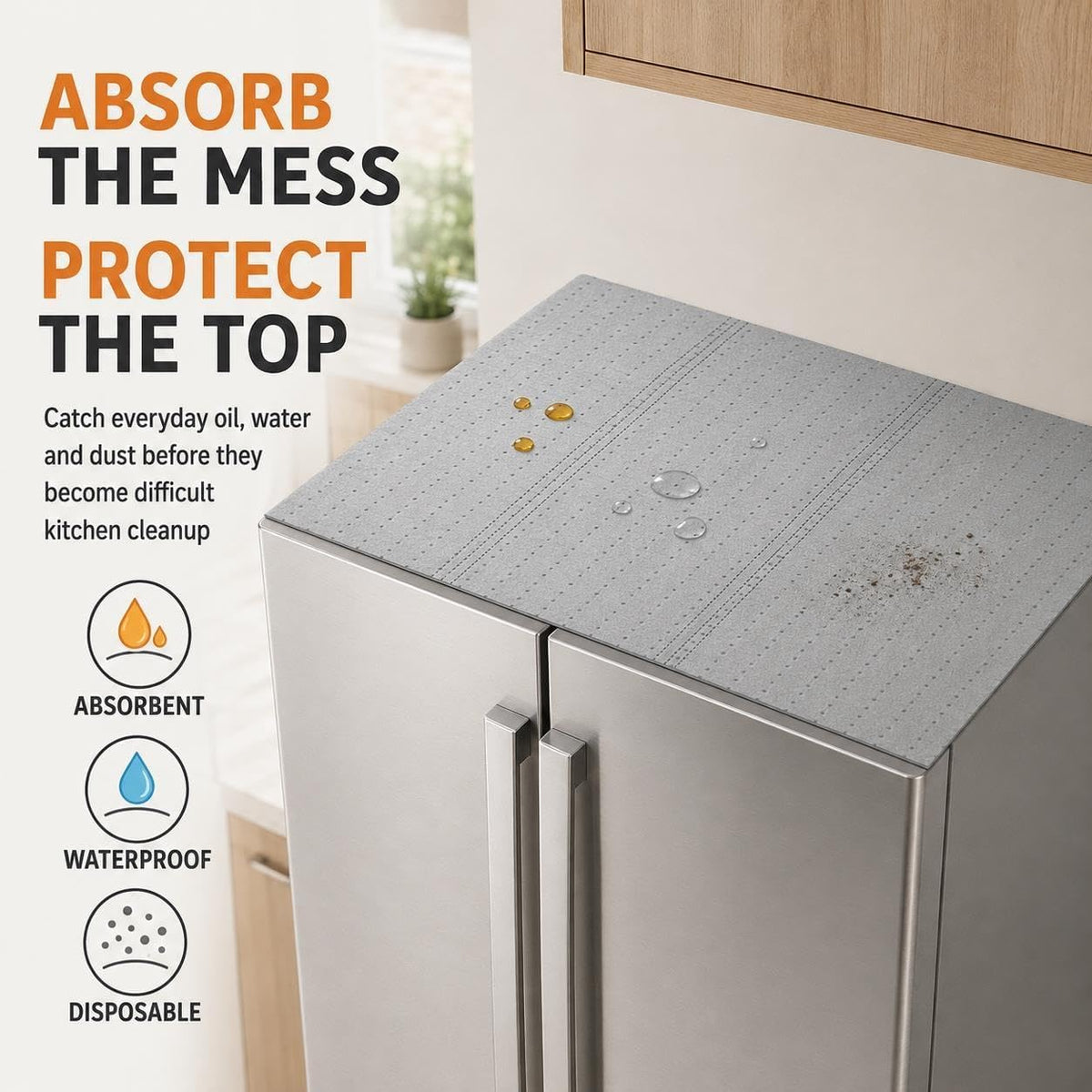 5Pcs Disposable Fridge Top Oil Absorbent Mat 24 * 36in Waterproof Dust Proof Pad