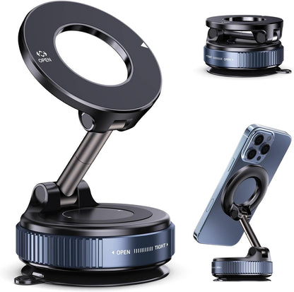 Strong Magnetic Car Phone Holder for MagSafe Ultra Vacuum Suction Cup Phone Mount 360°