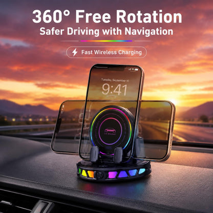 15W MagSafe Car Mount Charger with 7-Color RGB Light, Car Phone Holder for Your Car