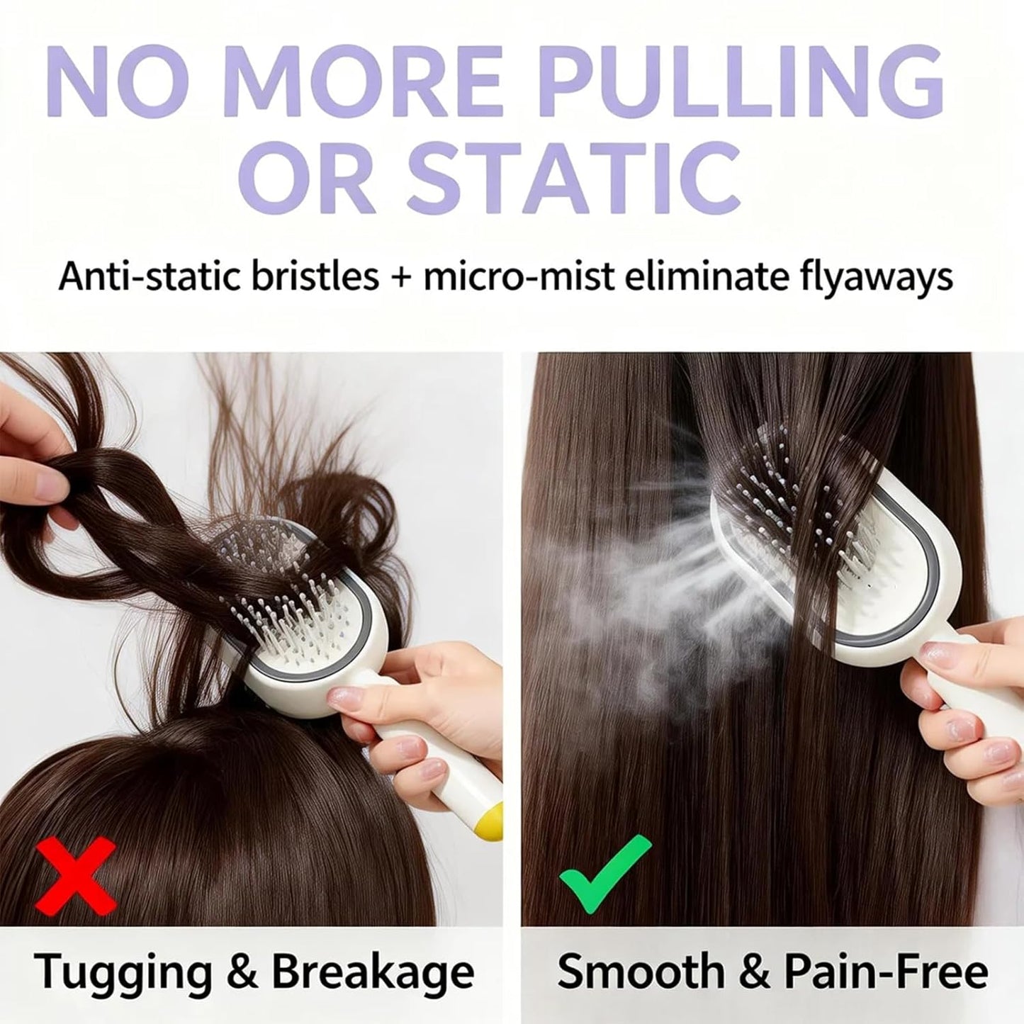Electric Steam Brush for Hair, Portable Cordless Rechargeable Red Light Brushs with Detangling Comb