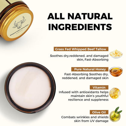 Whipped Tallow Honey Lip Balm, Tallow Honey Body Balm
