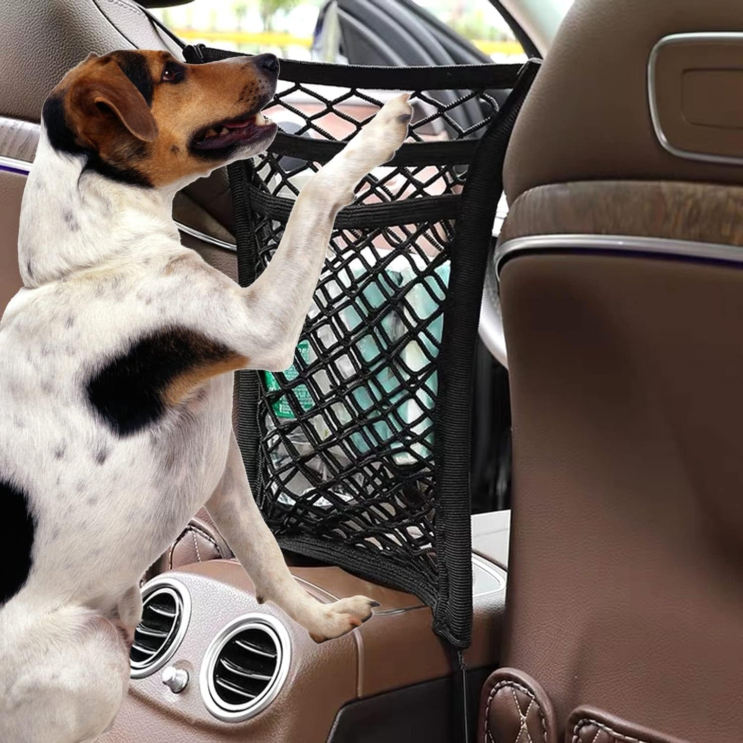 3-Layer Car Mesh Organizer, Seat Back Net Bag, Barrier of Backseat Pet Kids