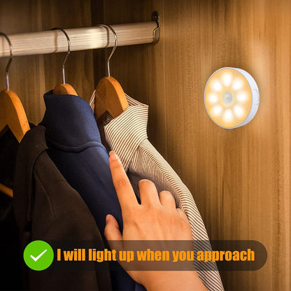 4Pcs Motion Sensor Light Indoor, Night Light(3000K ) | 8 LEDs, USB Rechargeable, 3 Light Modes, 400 mAh Battery