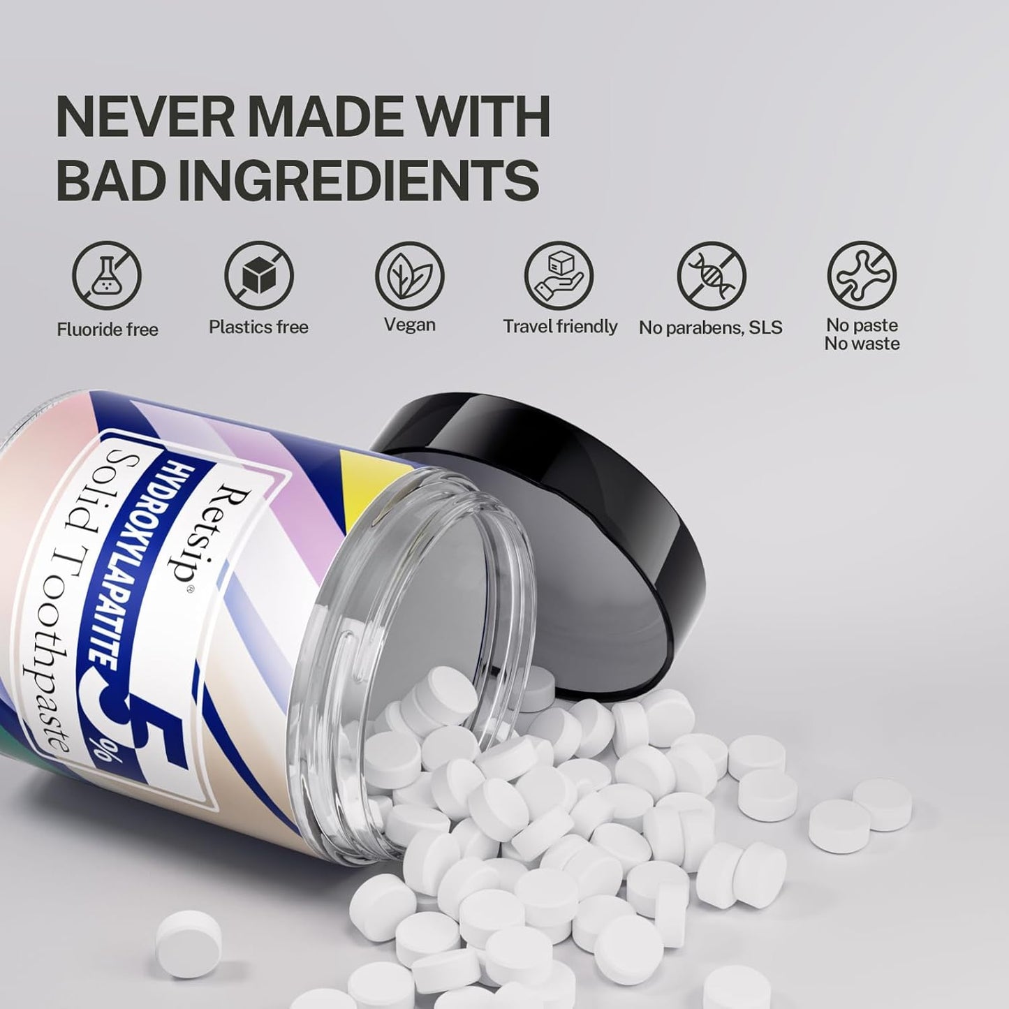62PCS Hydroxyapatite Chewable Toothpaste Tablets