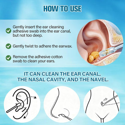 48PCS Sticky Ear Cleaning Stick, Reusable Earwax Removal Adhesive Swabs