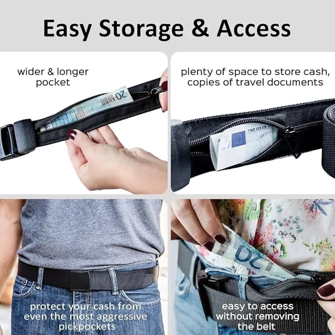 Money Belts for Travel for Men, Nylon Military Tactical Mens with Zinc Alloy Buckle, Security Money Belt