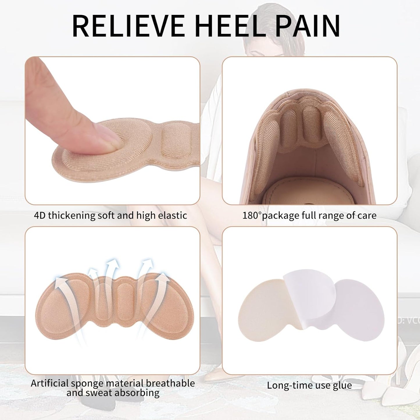 10 PCS Non-Slip Heel Pads - Heel Inserts Shoe Heel Blister Prevention Pads
