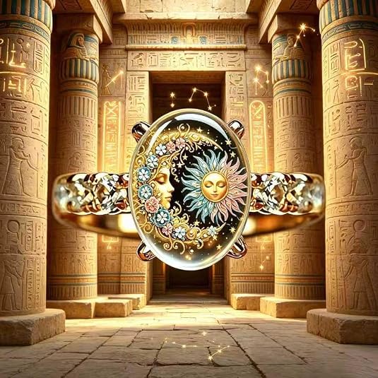 Copper Plain Sun & Moon Celestial Enamel Gold Fashion Ring