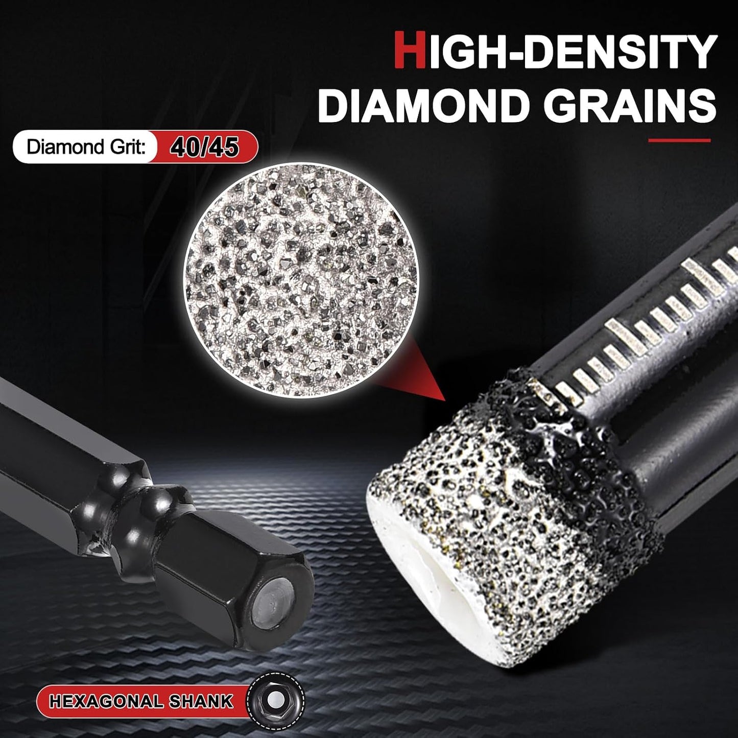 6Pcs 6-16mm Dry Diamond Core Drill Bit Set,Diamond Tile Hole Saw Kit with Hex Shank