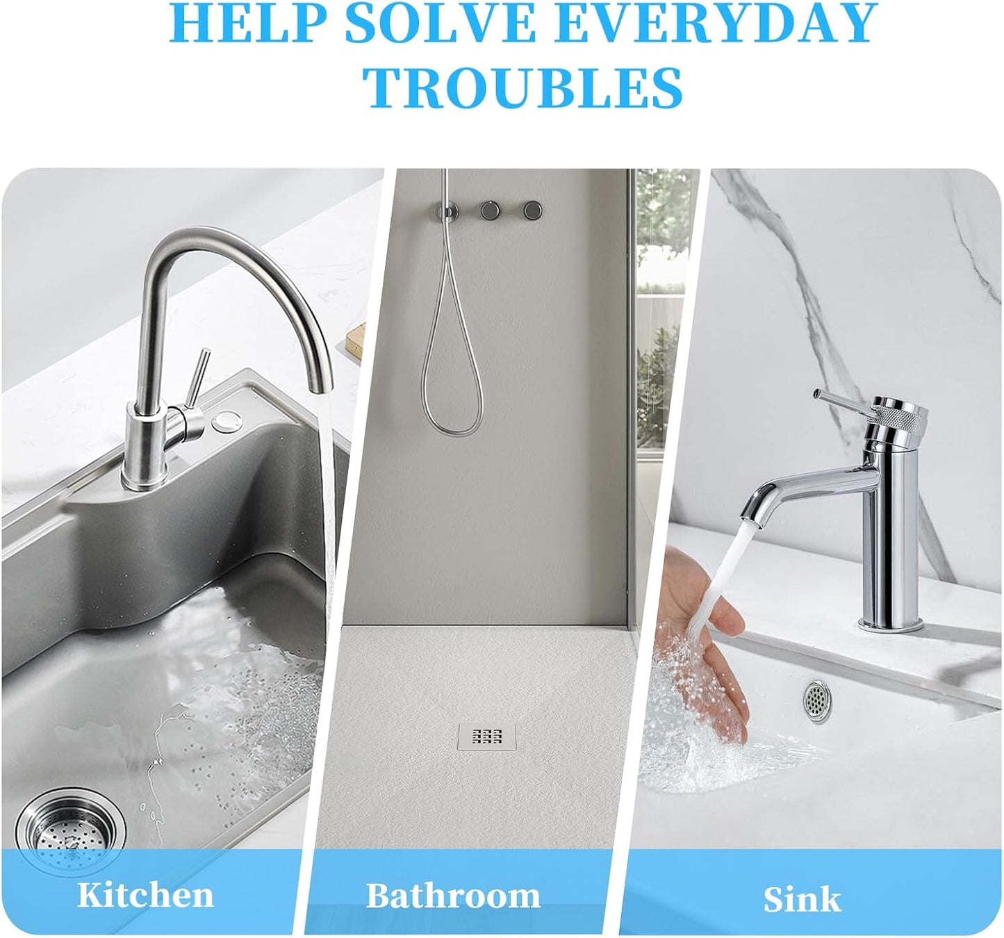 2Pcs Universal Fully Automatic Floating Floor Drain with Extended Anti-Odor Core
