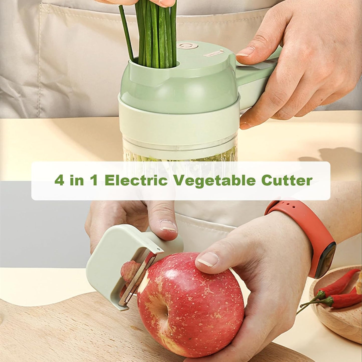 4 in 1 Multi-Functional Portable Electric Vegetable Cutter Set, Wireless Vegetable Processor