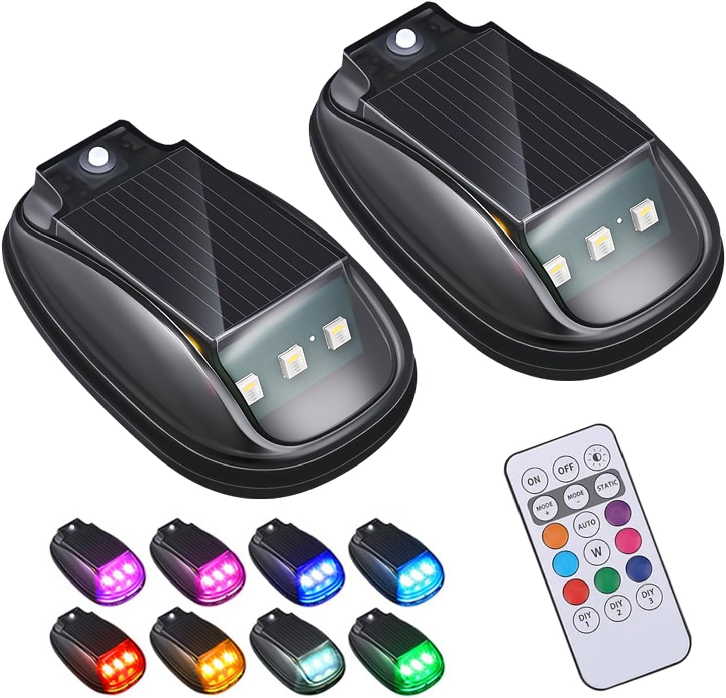 2PCS Solar-Powered Cab Lights for Trucks & SUVs | No-Drill Strobe Light with Remote Control & Vibration