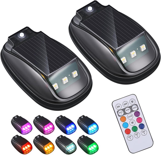 2PCS Solar-Powered Cab Lights for Trucks & SUVs | No-Drill Strobe Light with Remote Control & Vibration