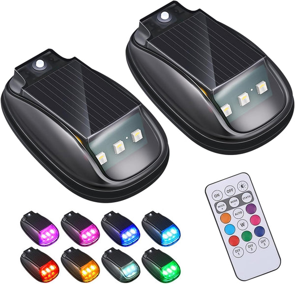 2PCS Solar-Powered Cab Lights for Trucks & SUVs | No-Drill Strobe Light with Remote Control & Vibration