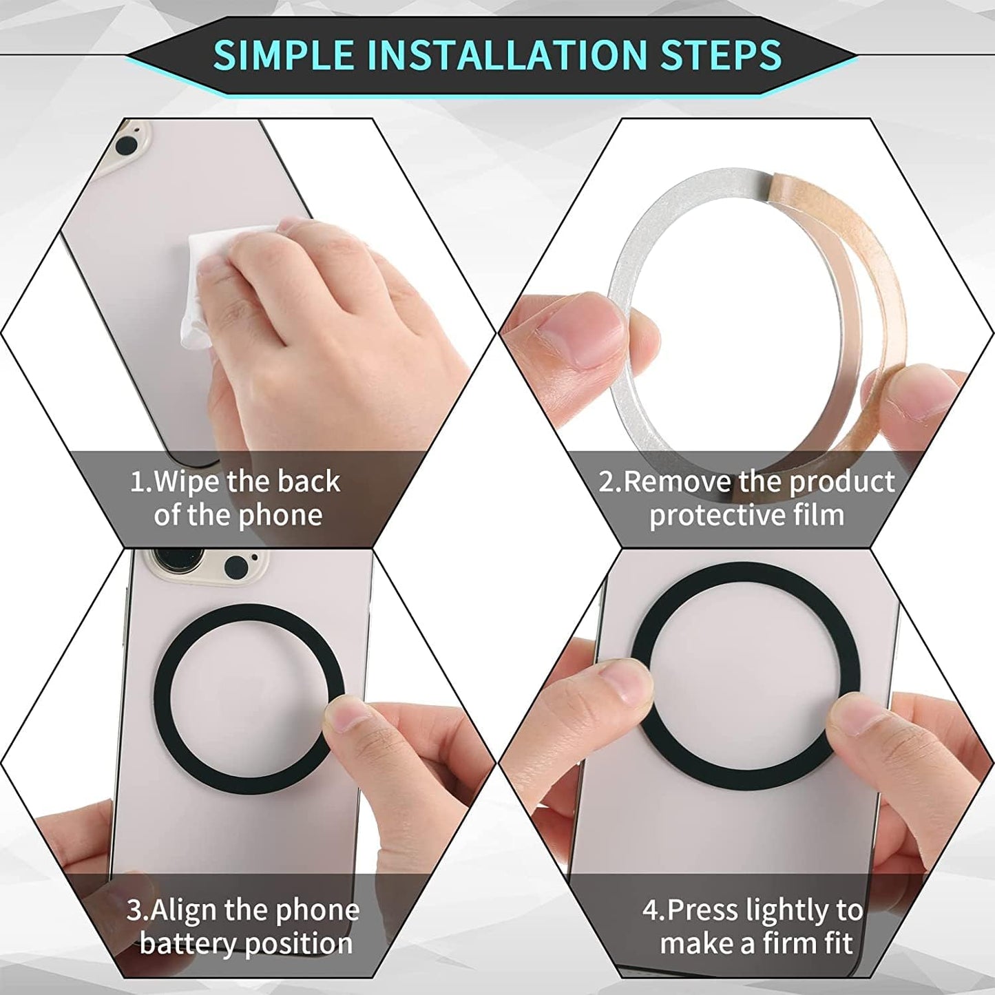 8 PCS Universal Metal Rings Sticker Compatible for Magsafe Magnetic Wireless Charger