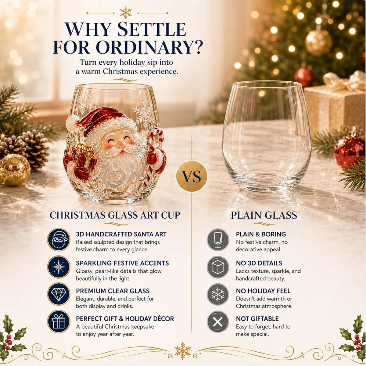 Magical Christmas 3D Santa Glass Cup Collection