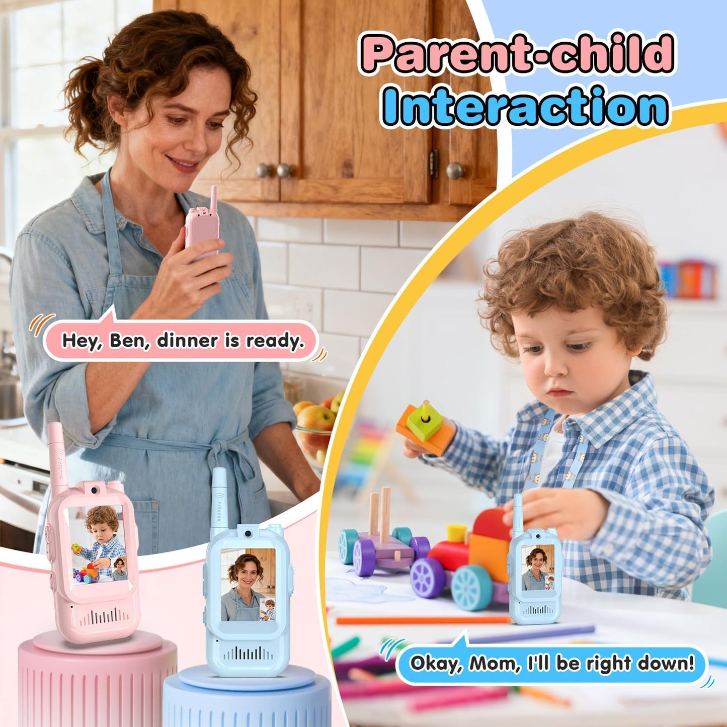 2Pack Video Walkie Talkies for Kids, Kids Walkie Talkies Video Chat / Video Calling