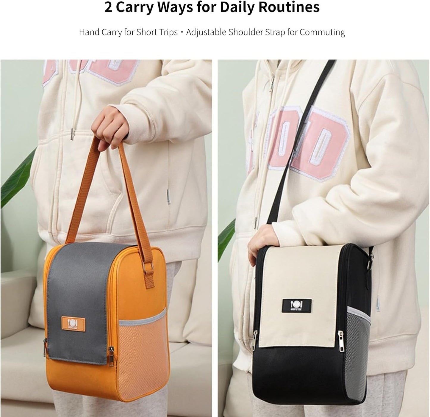 3 Layer Thermal Lunch Tote with Multi Pockets,Insulated Lunch Box Bag with Adjustable Shoulder Strap