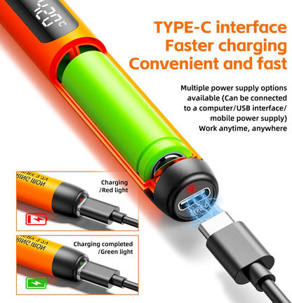 Cordless USB Rechargeable Portable Soldering Iron Kit, 3-speed Temperature Adjustable