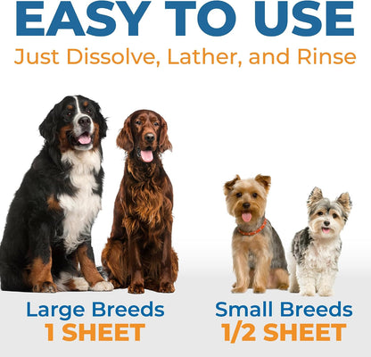 Activated Rinse-Off Dog Shampoo Sheets-Lick-Safe, Tear-Free, Travel-Friendly