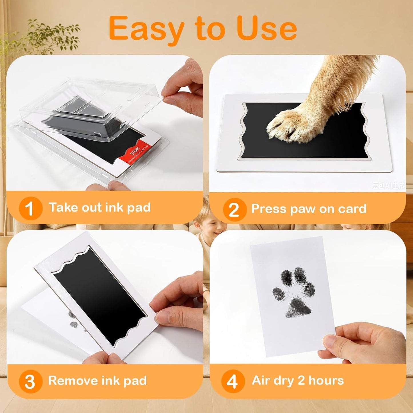 Paw Print Kit for Dogs & Cats, Inkless Pet Paw & Nose Print