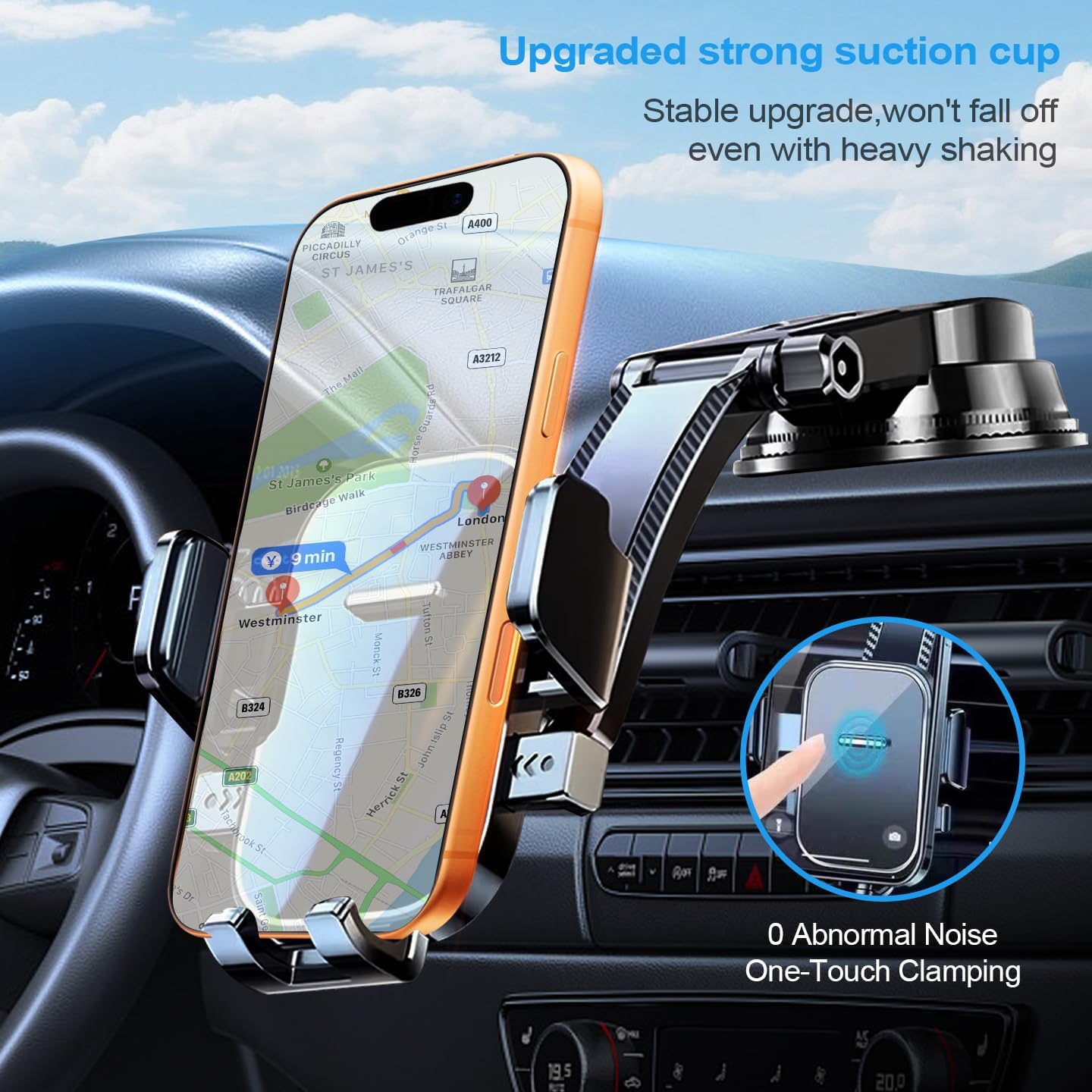 Universal Car Phone Mount, Supports 360-Degree Rotation — ABS Plastic, Strong Suction