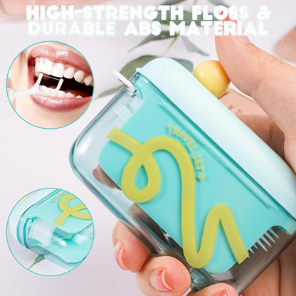 2Pcs Automatic Pop-up Portable Floss Dispenser with 20 Pcs Dental Floss