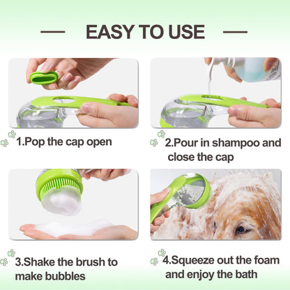 Pack Dog Bath Brush 2 in 1 Cat Shampoo Brush with Soap Dispenser