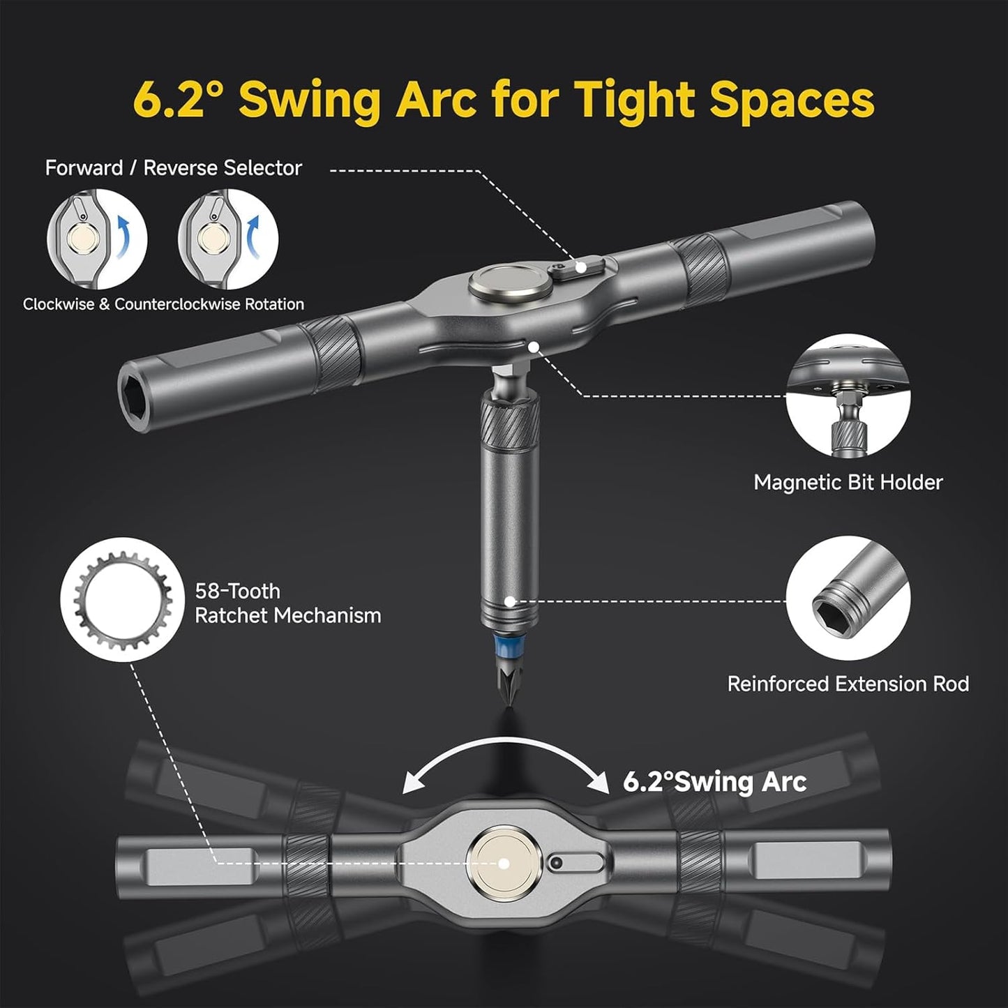 24 in 1 Magnetic Screwdriver Set, DIY Ratchet Handle Detachable Versatile Toolkit