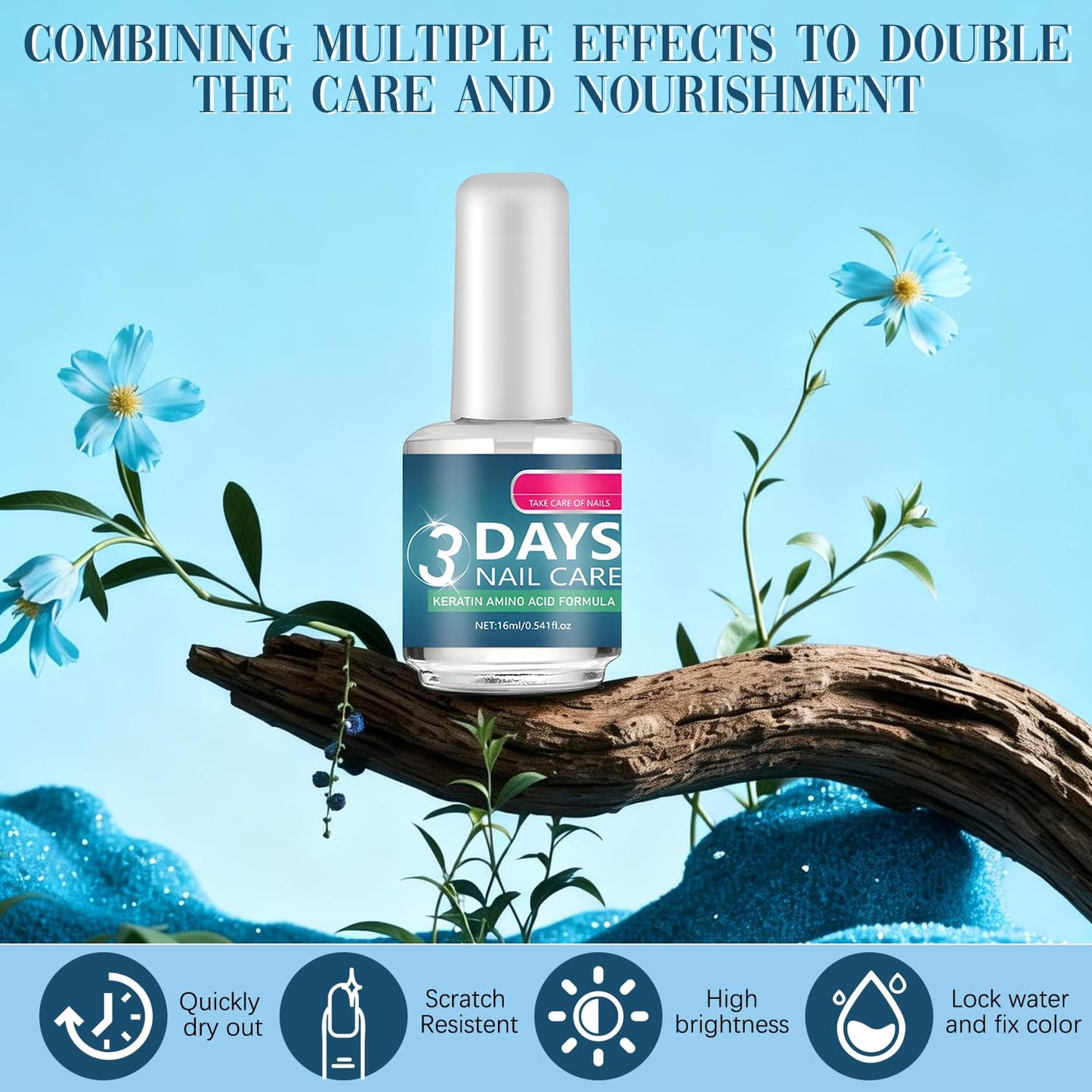 2 Pcs 3 Days Nail Care - Keratin Amino Acid Nail Care, Strengthening and Hydration