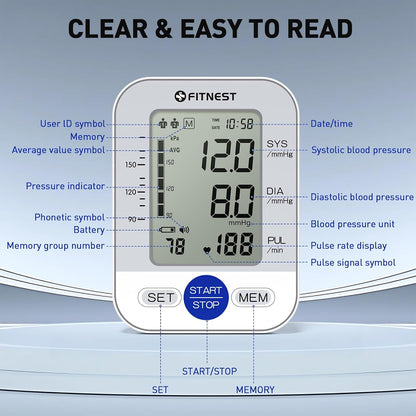Blood Pressure Monitor, Automatic Digital Upper Arm BP Machine for Home Use