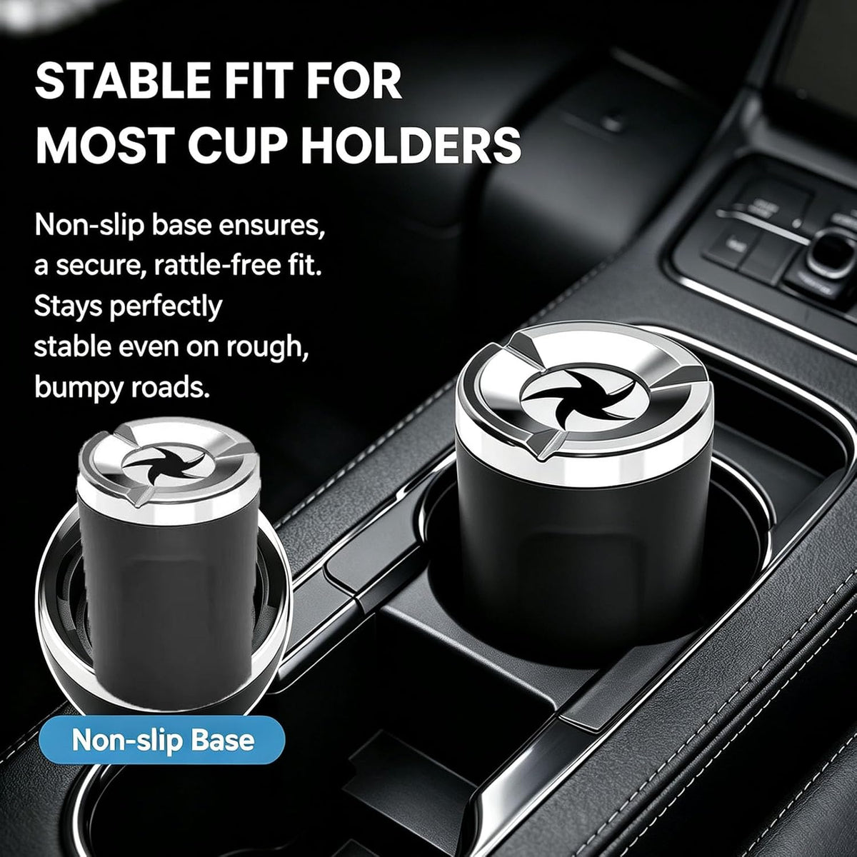 Rotating Car Ashtray With Ceramic Inner Liner, Automotive Ash Holder With Fireproof Core