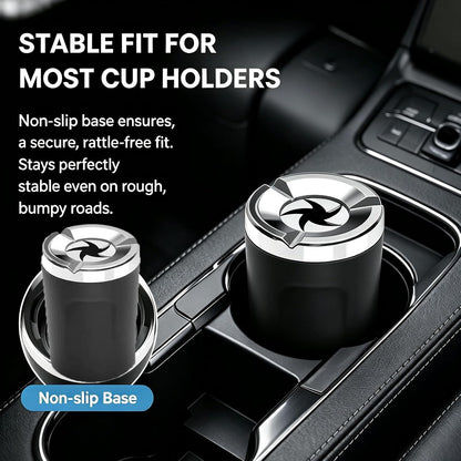 Rotating Car Ashtray With Ceramic Inner Liner, Automotive Ash Holder With Fireproof Core