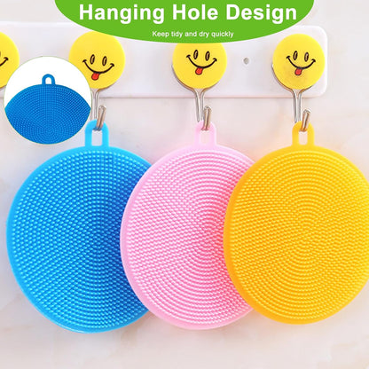 4 Pack Silicone Dish Scrubber Food Grade BPA Free Reusable