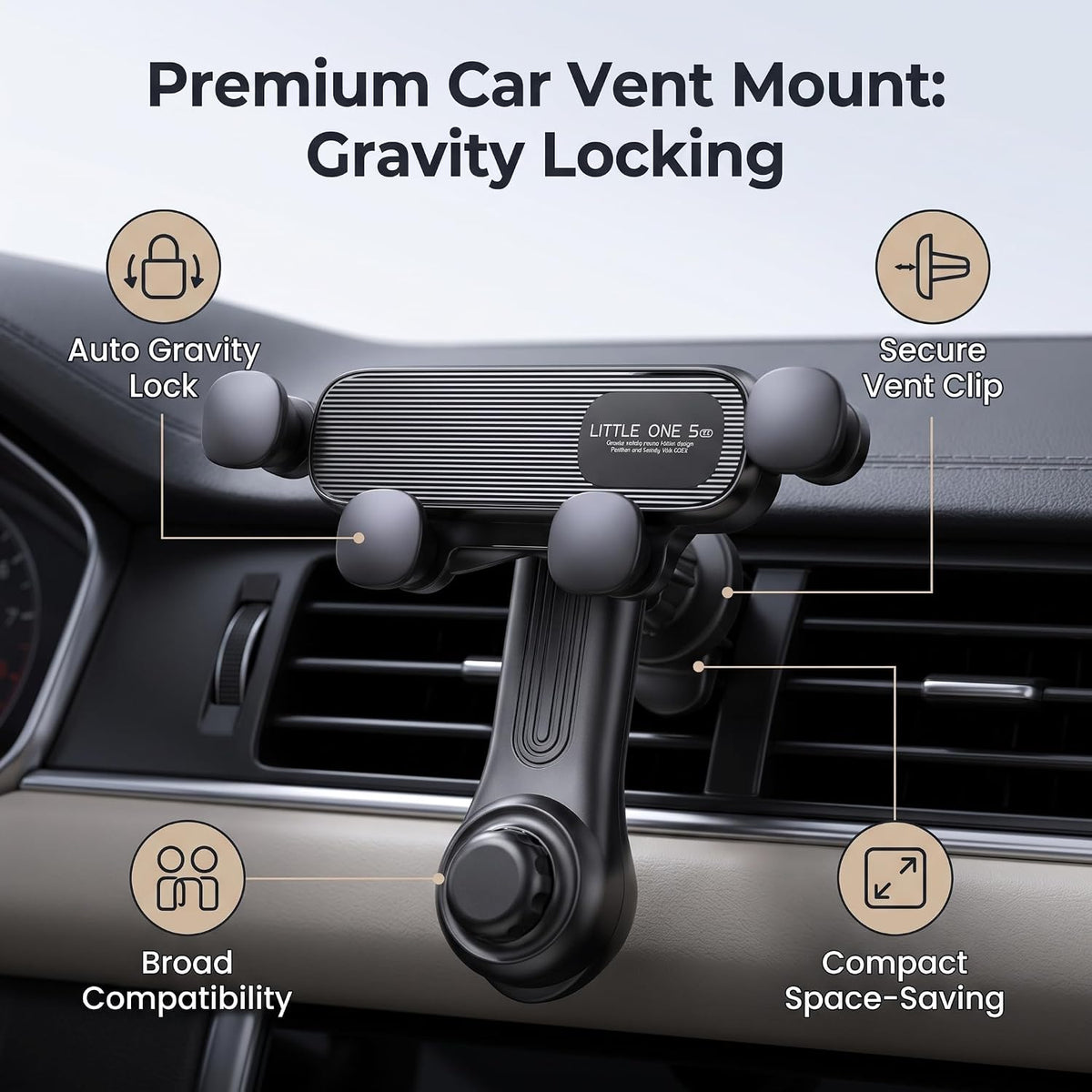 2Pcs Car Phone Holder ABS Car Vent Phone Mount Universal Gravity Link Air Vent Clip Design