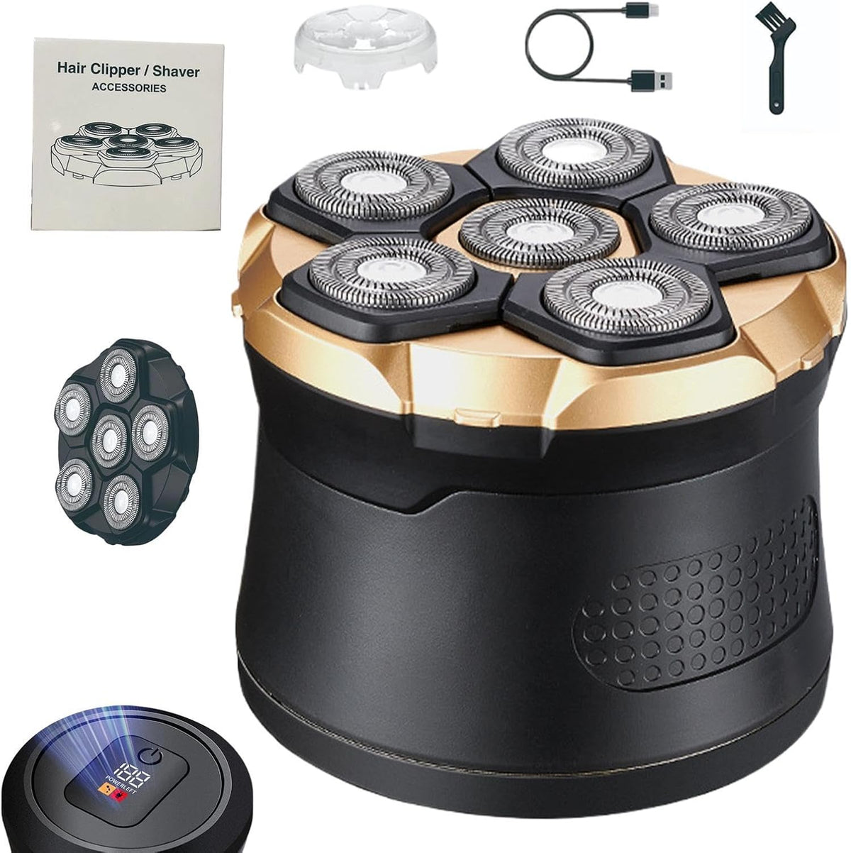 New Bald Head Shaver LED Display Waterproof Rechargeable Long Battery