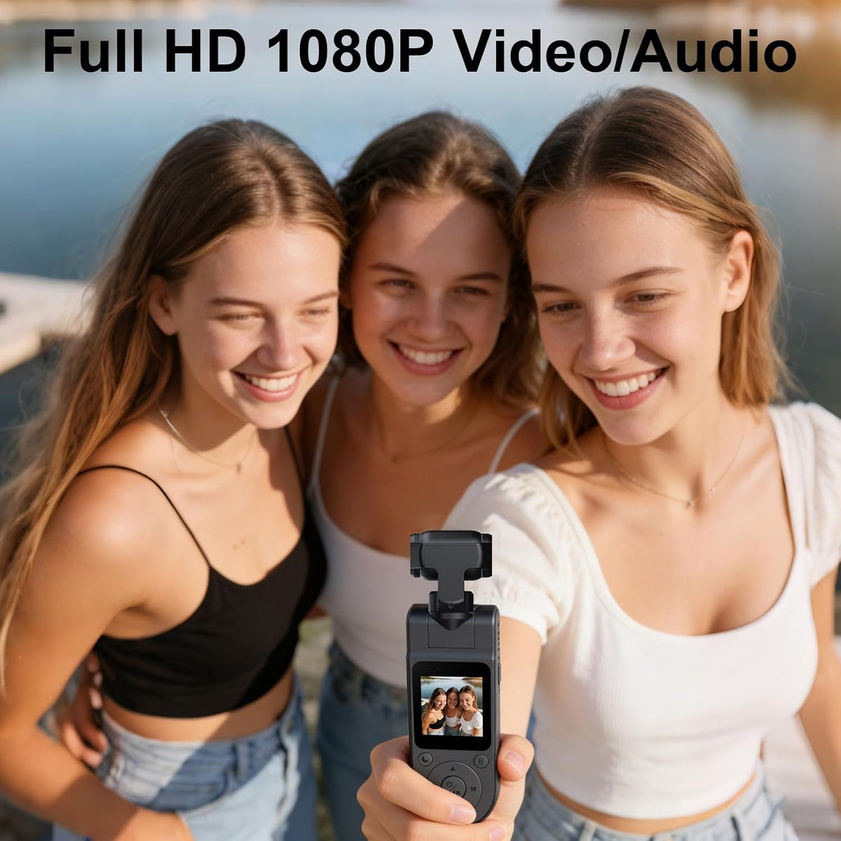 1080P Vlogging Camera, Portable Pocket Action Camera, WiFi Mini Body Cam