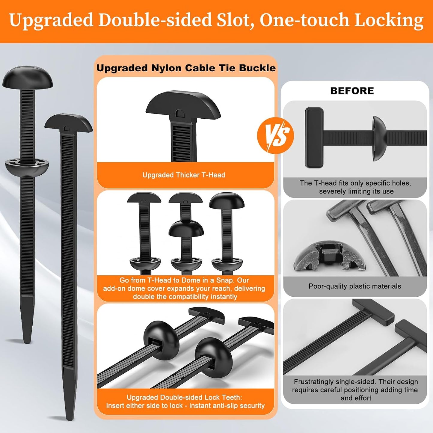 50/100 Pcs Nylon Universal Cable Tie Buckle for Car Heavy Duty, Upgraded Automotive Zipper Clips