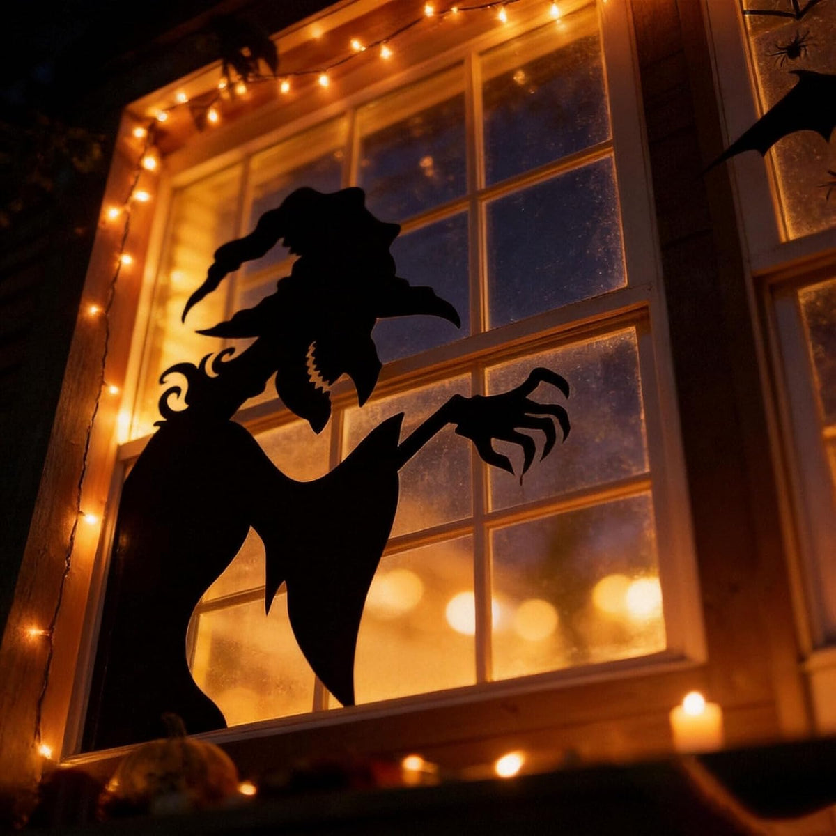 4Pcs Halloween Window Clings Silhouette Stickers Witch Bats Ghosts