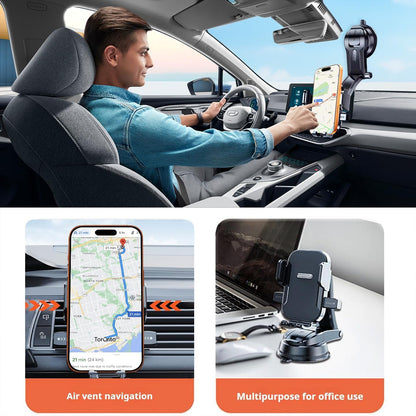 Universal Car Phone Mount, Supports 360-Degree Rotation — ABS Plastic, Strong Suction
