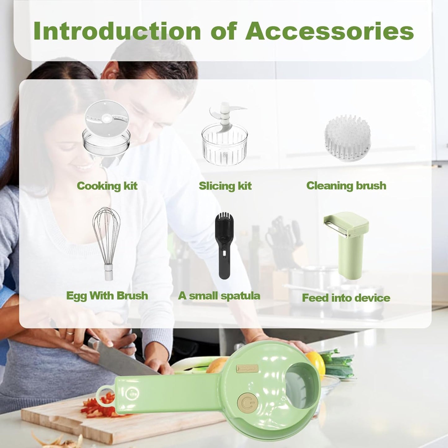 4 in 1 Multi-Functional Portable Electric Vegetable Cutter Set, Wireless Vegetable Processor