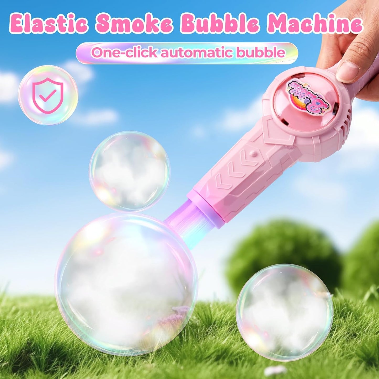 Rechargeable Automatic Smoke Bubble Maker,Colorful Lights & Music